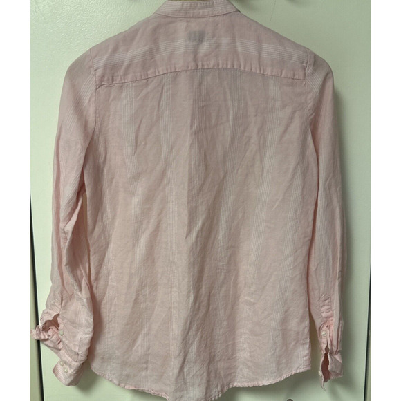 Untuckit Kathryn Women Size 2 Linen Blend Button Front Long Sleeve Shirt Pink - Picture 8 of 11